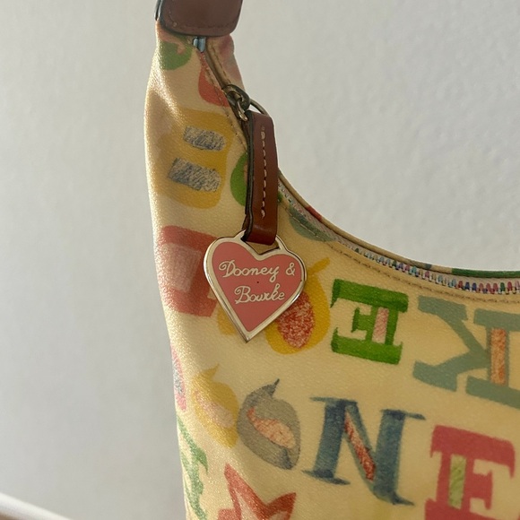 Dooney & Bourke Vintage Multicolor Rainbow Logo Shoulder Bag, Heart Charm - Picture 4 of 13